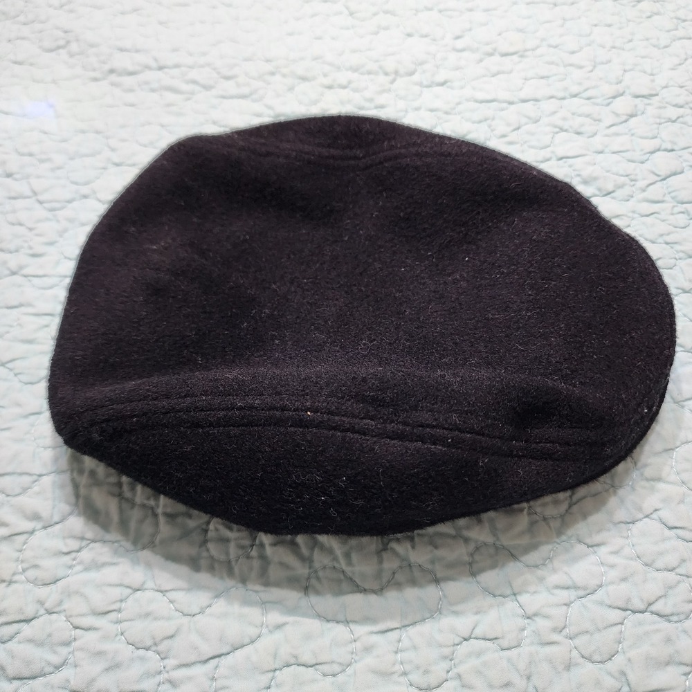 Kids R Us Black Wool Blend Newsboy Flat Cap Hat Sz 4T Elastic Back Vintage Style